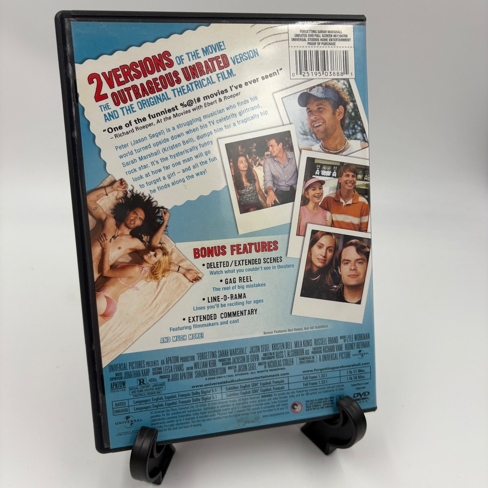 Universal Forgetting Sarah Marshall DVD Unrated Full Screen - Picture 2 of 4